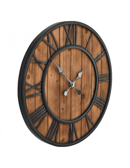 Orologio da Parete Vintage al Quarzo Legno e Metallo 60 cm XXL