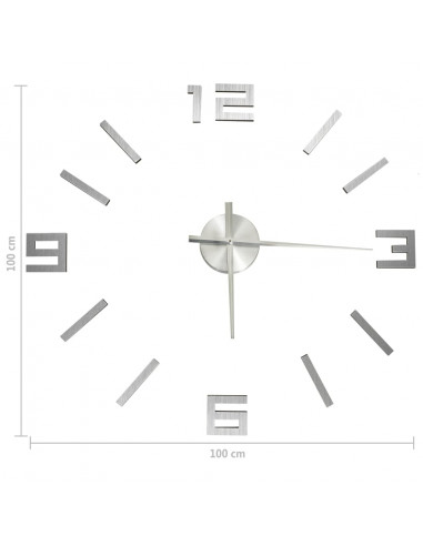 Orologio da Parete 3D Design Moderno Argento 100 cm XXL