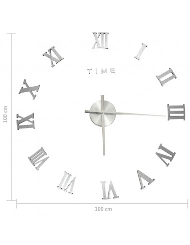 Orologio da Parete 3D Design Moderno Argento 100 cm XXL