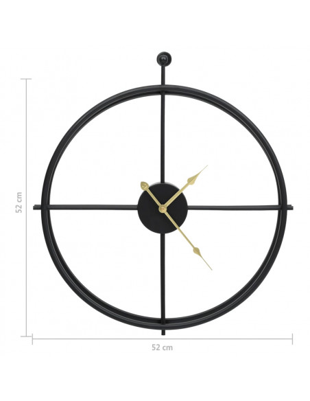 Orologio da Parete Nero 52 cm in Ferro