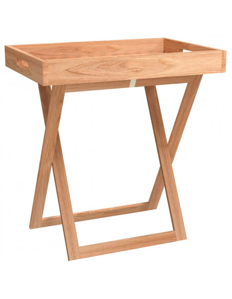 Tavolo a Vassoio Pieghevole 52x36x56,5cm Legno Massello di Noce