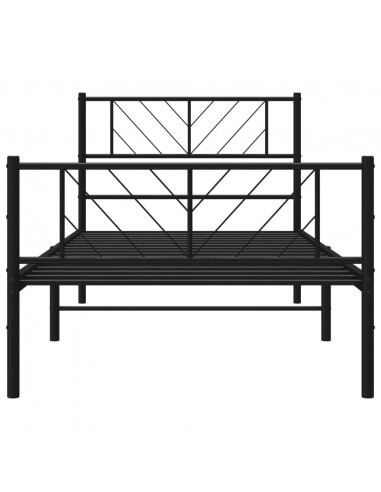 Giroletto con Testiera e Pediera Metallo Nero 100x190 cm