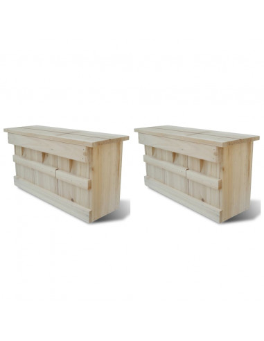 Casette per gli Uccelli 2 pz in Legno 44x15,5x21,5 cm
