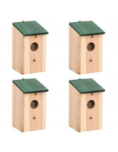 Casette per Uccelli 4 pz in Legno 12x12x22 cm 2