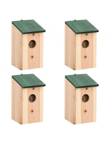 Casette per Uccelli 4 pz in Legno 12x12x22 cm