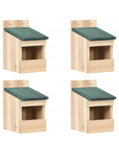 Casette per Uccelli 4 pz 12x16x20 cm in Legno di Abete 2