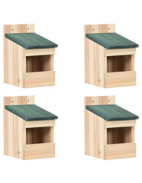 Casette per Uccelli 4 pz 12x16x20 cm in Legno di Abete