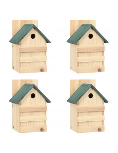 Casette per Uccelli 4 pz 23x19x33 cm in Legno di Abete 2