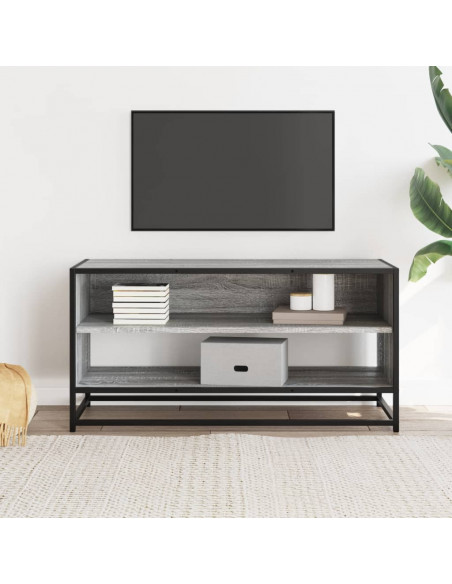 Mobile TV Grigio Sonoma 91x40x46 cm Legno Multistrato e Metallo