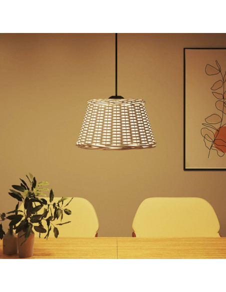 Paralume da Soffitto Bianco Ø50x30 cm in Vimini