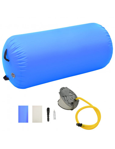 Rotolo da Ginnastica Gonfiabile con Pompa 120x90 cm in PVC Blu