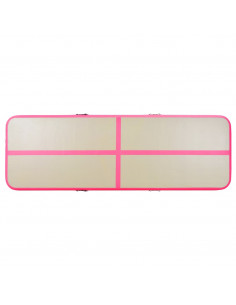 Tappetino Ginnastica Gonfiabile con Pompa 400x100x10cm PVC Rosa 2