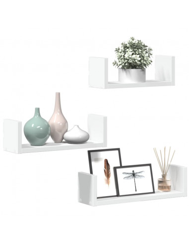 Mensole a Muro 3 pz Bianche in Truciolato