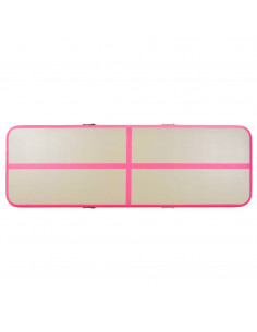 Tappetino Ginnastica Gonfiabile con Pompa 500x100x10cm PVC Rosa 2
