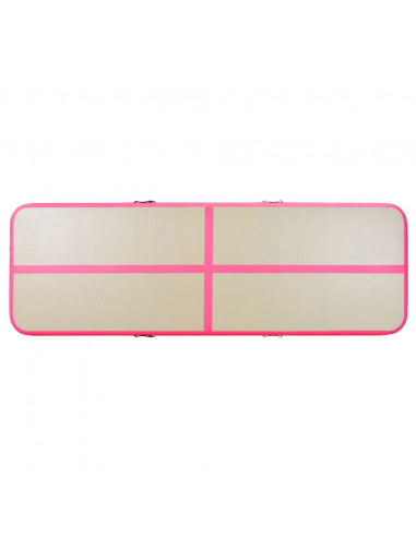 Tappetino Ginnastica Gonfiabile con Pompa 600x100x10cm PVC Rosa