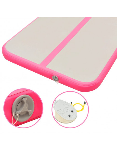Tappetino Ginnastica Gonfiabile con Pompa 600x100x10cm PVC Rosa