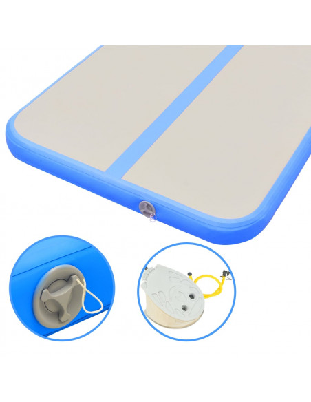 Tappetino Ginnastica Gonfiabile con Pompa 600x100x10 cm PVC Blu