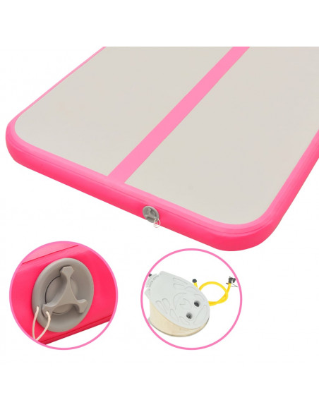 Tappetino Ginnastica Gonfiabile con Pompa 700x100x10cm PVC Rosa