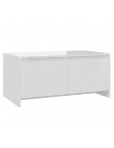 Tavolino da Salotto Bianco Lucido 90x50x41,5 cm in Truciolato 2
