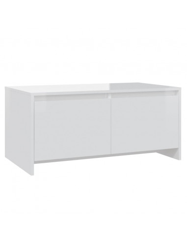 Tavolino da Salotto Bianco Lucido 90x50x41,5 cm in Truciolato
