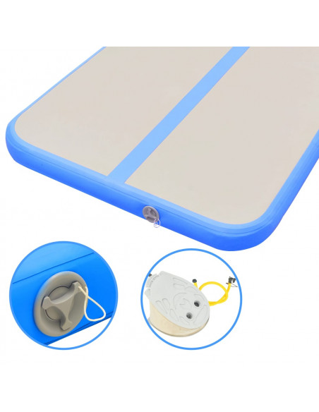 Tappetino Ginnastica Gonfiabile con Pompa 800x100x10 cm PVC Blu