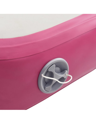 Tappetino Ginnastica Gonfiabile con Pompa 400x100x15cm PVC Rosa