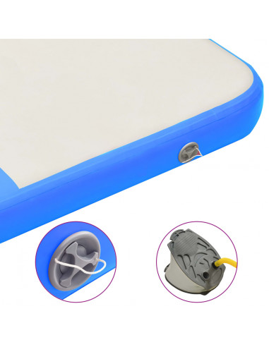 Tappetino Ginnastica Gonfiabile con Pompa 200x200x10 cm PVC Blu