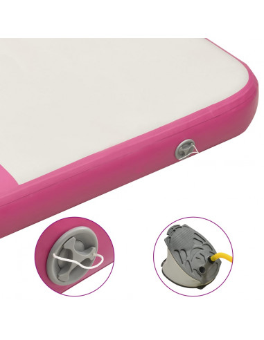 Tappetino Ginnastica Gonfiabile con Pompa 200x200x15cm PVC Rosa