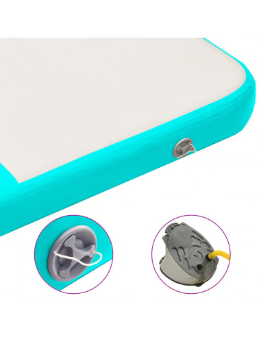 Tappetino Ginnastica Gonfiabile e Pompa 200x200x15cm PVC Verde