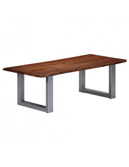 Tavolino da Caffè con Bordi Vivi 115x60x40 cm Massello Acacia