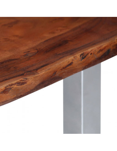 Tavolino da Caffè con Bordi Vivi 115x60x40 cm Massello Acacia