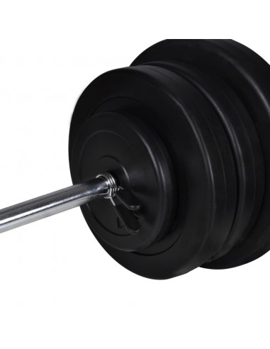 Panca da Palestra con Bilanciere e Set di Manubri 60,5 kg