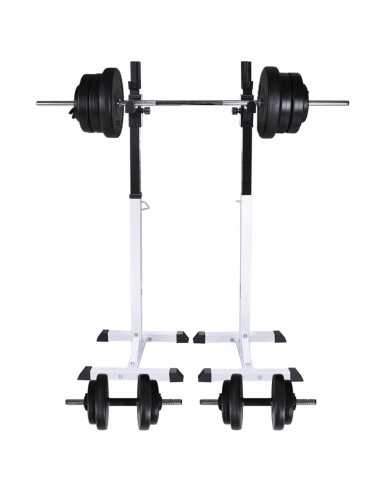 Stazione per Squat con Bilanciere e Set di Manubri da 60,5 kg