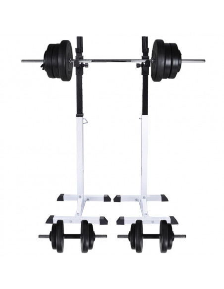 Stazione per Squat con Bilanciere e Set di Manubri da 60,5 kg