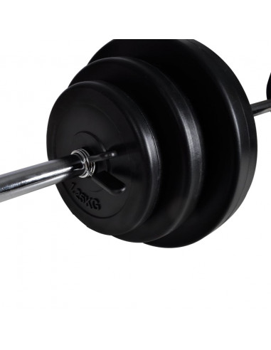 Panca da Palestra con Bilanciere e Set di Manubri 30,5 kg