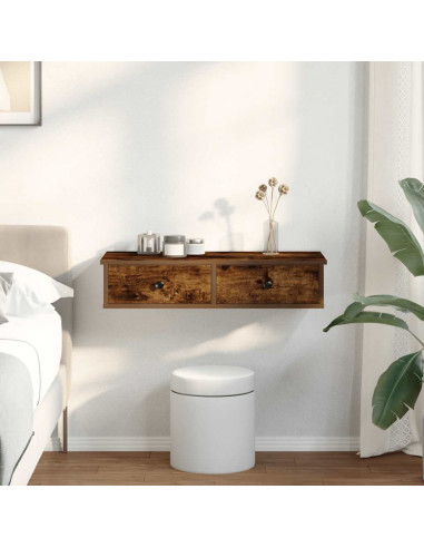 Scaffale a Parete con Cassetti Fumo 80x31x17 cm in Truciolato