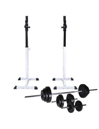 Stazione per Squat con Bilanciere e Set di Manubri da 30,5 kg