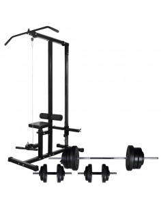 Macchina Multistazione con Bilanciere e Set di Manubri 60,5 kg 2