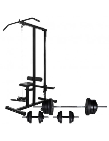 Macchina Multistazione con Bilanciere e Set di Manubri 60,5 kg