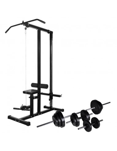 Macchina Multistazione con Bilanciere e Set di Manubri 30,5 kg