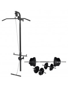 Macchina da Parete con Bilanciere e Set Manubri 60,5 kg 2