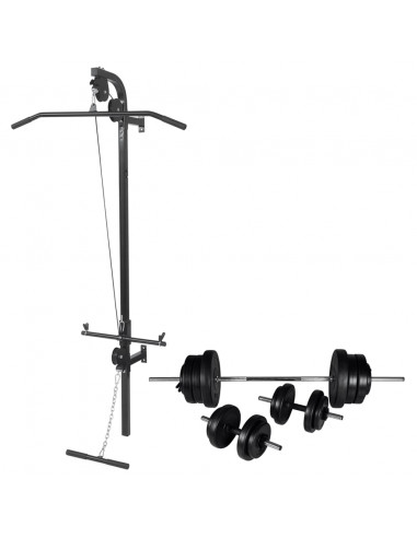 Macchina da Parete con Bilanciere e Set Manubri 60,5 kg