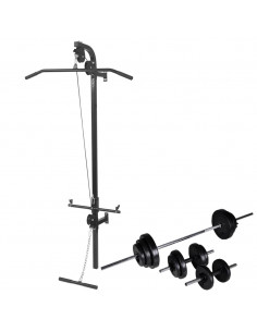 Macchina da Parete con Bilanciere e Set Manubri 30,5 kg 2