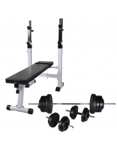 Panca Multifunzione con Bilanciere e Set di Manubri 60,5 kg 2