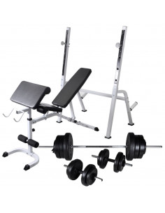 Panca Multifunzione con Bilanciere e Set di Manubri 60,5 kg 2
