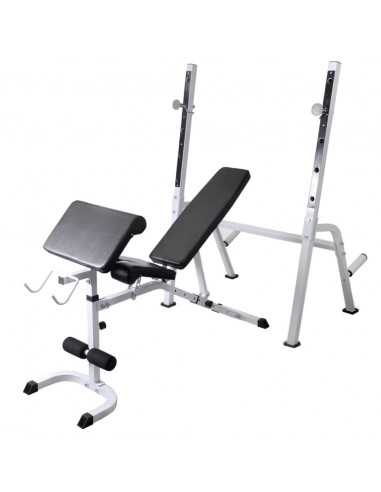 Panca Multifunzione con Bilanciere e Set di Manubri 60,5 kg