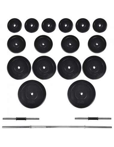 Panca Multifunzione con Bilanciere e Set di Manubri 60,5 kg