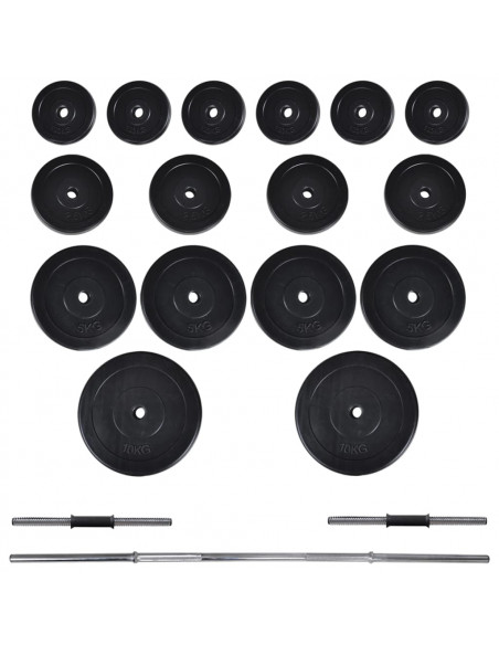 Panca Multifunzione con Bilanciere e Set di Manubri 60,5 kg