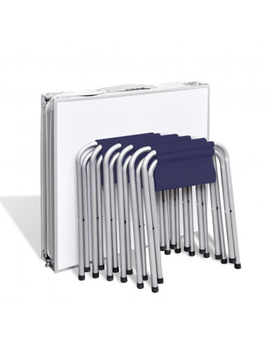Set Tavolo da Campeggio Pieghevole 6 Sedie Regolabili 180x60 cm