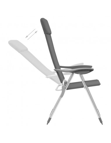 Sedie Pieghevoli da Campeggio 4 pz Grigio in Alluminio